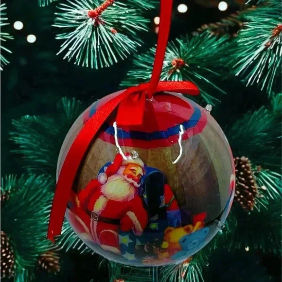 VTG Ball Decoupage Santa Light Up Ornament Christmas Holiday Hanging Rare Fun - Picture 3 of 15